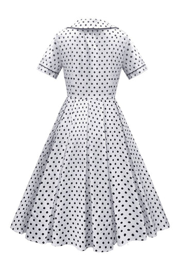 Atomic Black and White 1950s Polka Dot Dress
