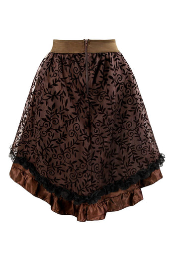 Atomic Brown Satin Tiered Lace Skirt