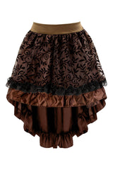 Atomic Brown Satin Tiered Lace Skirt