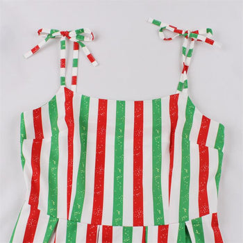 Atomic Christmas Stripes Belted Swing Dress