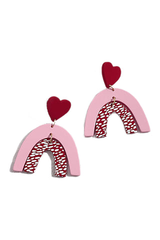 Atomic Double Rainbow Hearts Geometric Earrings