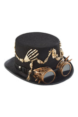 Atomic Gold Steampunk Skull Hat with Goggles