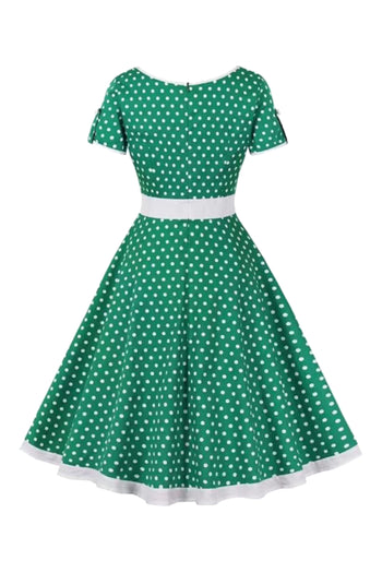 Atomic Green Pinup Polka Dot Swing Dress