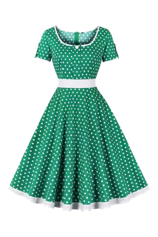 Atomic Green Pinup Polka Dot Swing Dress