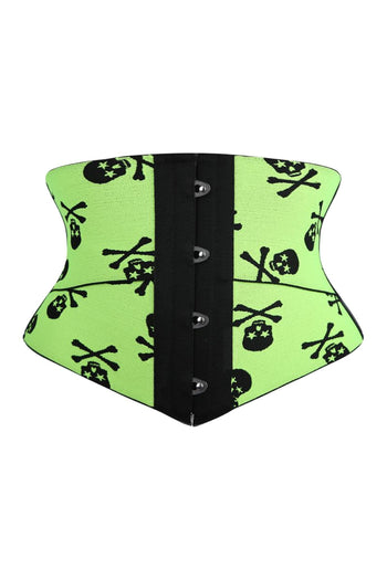 Atomic Green and Black Crazy Skulls Underbust Corset | Halloween Outfit | Corset Outfit