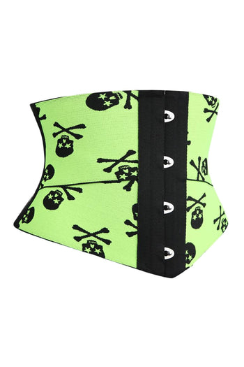 Atomic Green and Black Crazy Skulls Underbust Corset | Halloween Outfit | Corset Outfit