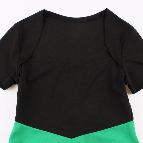 Atomic Green and Black Square Neck Dress