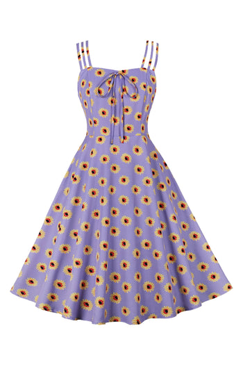 Atomic Light Purple Daisy Retro Summer Dress