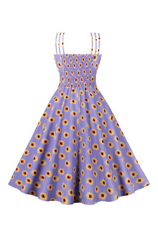 Atomic Light Purple Daisy Retro Summer Dress