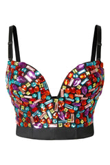 Atomic Multi Colored Sweets Studded Crop Top
