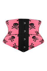 Atomic Pink and Black Crazy Skulls Underbust Corset | Halloween Outfit | Corset Outfit