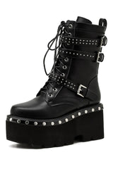 Atomic Punk Style Rivet Gothic Mid-Calf Boots