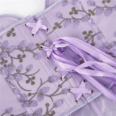 Atomic Purple Vintage Floral Embroidery Corset | Vintage Corset | Corset Bustier | Corset Outfit