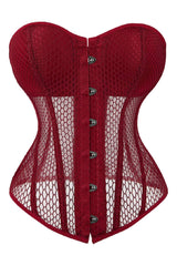 Atomic Red Mesh See Through Bustier Corset