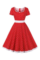 Atomic Red Pinup Polka Dot Swing Dress