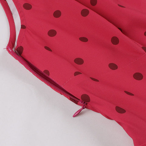 Atomic Red Polka Dot Double Breasted Dress