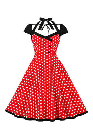 Atomic Red Polka Dot Vintage Midi Dress