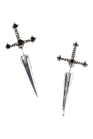Atomic Silver Gothic Sword Stud Earrings