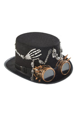 Atomic Silver Steampunk Skull Hat with Goggles