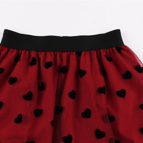Atomic Wine Red Heart Double Layered Skirt
