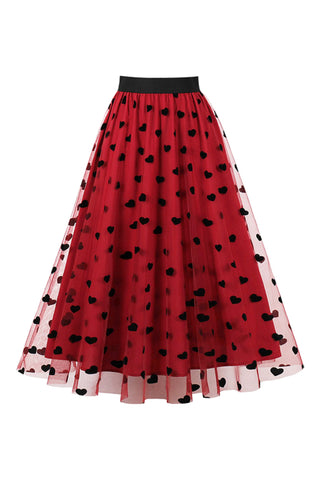 Atomic Wine Red Heart Double Layered Skirt