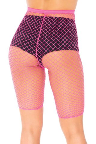 Leg Avenue Neon Pink Troublemaker Fishnet Biker Shorts