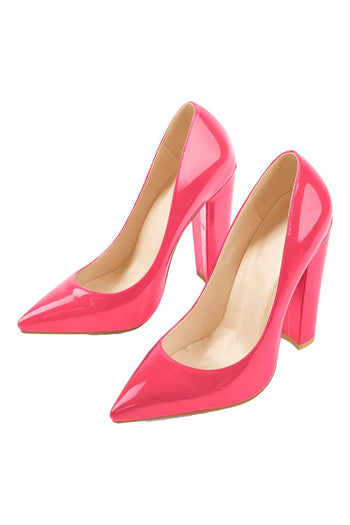 Only Maker Pink Pointed Toe Chunky Block Heel Pumps