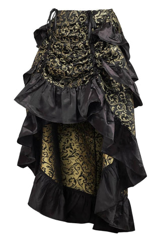 Premium Gold and Black Brocade High-Low Bustle Skirt