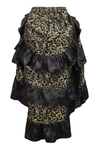 Premium Gold and Black Brocade High-Low Bustle Skirt