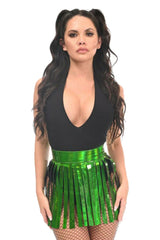 Premium Green Holo Fringe Skirt