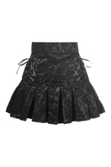 Premium Satin w/ Black Lace Overlay Lace-Up Skirt