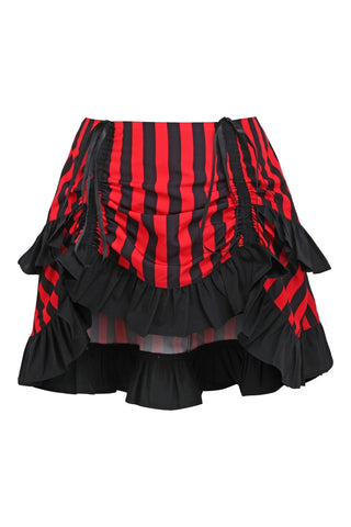 Premium Striped Ruched Bustle Skirt