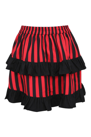 Premium Striped Ruched Bustle Skirt