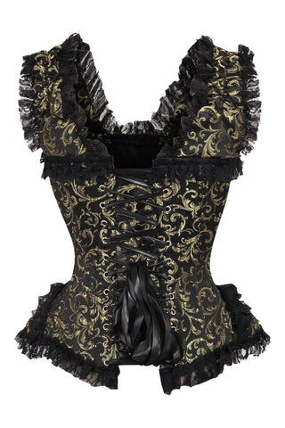 Top Drawer Gold and Black Swirl Corset w/ Cap Sleeves