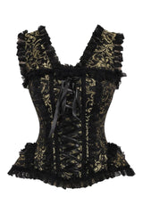 Top Drawer Gold and Black Swirl Corset w/ Cap Sleeves