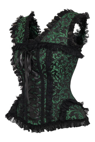 Top Drawer Green and Black Swirl Corset w/ Cap Sleeves