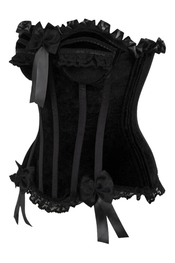 Top Drawer Premium Black Velvet Steel Boned Burlesque Corset