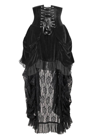 Top Drawer Premium Black Velvet Victorian Bustle Underbust Corset Dress