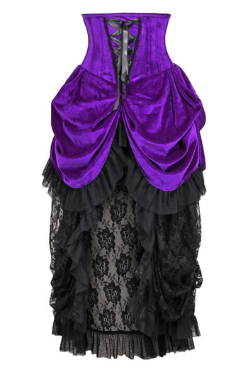 Top Drawer Premium Purple Velvet Victorian Bustle Underbust Corset Dress