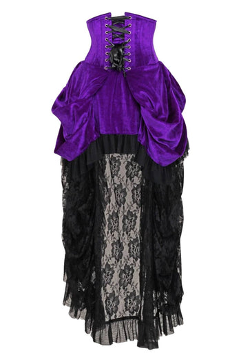 Top Drawer Premium Purple Velvet Victorian Bustle Underbust Corset Dress