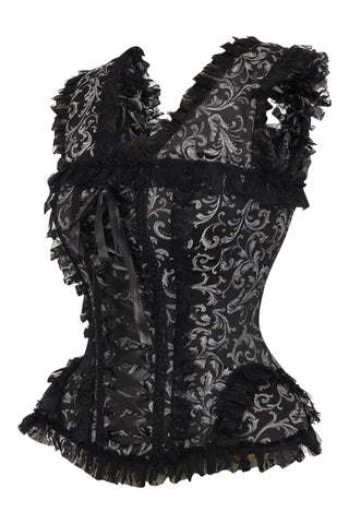Top Drawer Silver and Black Swirl Corset w/ Cap Sleeves