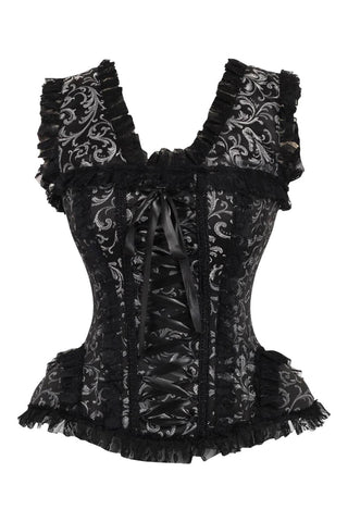 Top Drawer Silver and Black Swirl Corset w/ Cap Sleeves