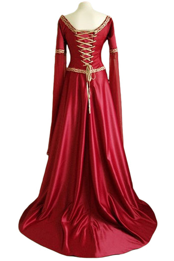 Red Chest Strap Long Sleeved Gown