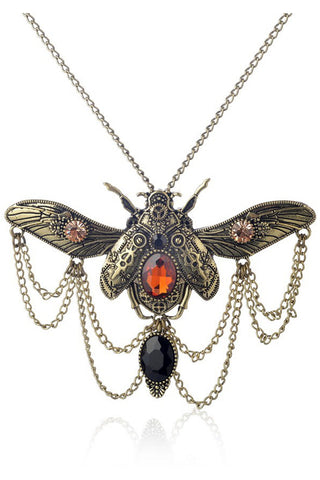 Bronze Steampunk Beetle Necklace