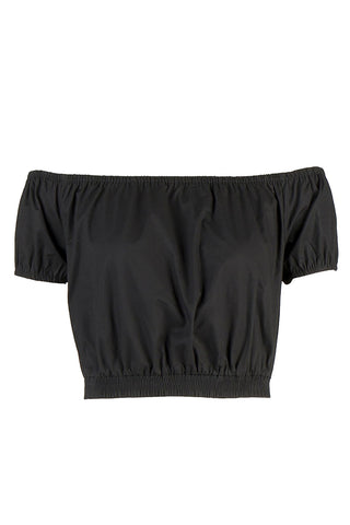 Black Off Shoulder Crop Top and Plaid Skirt Set