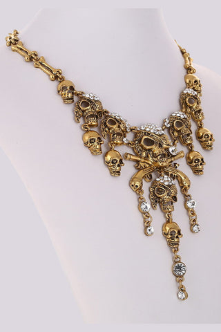 Atomic Gold Pirate Skull Necklace