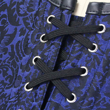 Blue Steampunk Jacquard Corset Vest