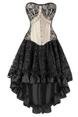 Victorian Inspired Apricot and Black Corset and Skirt