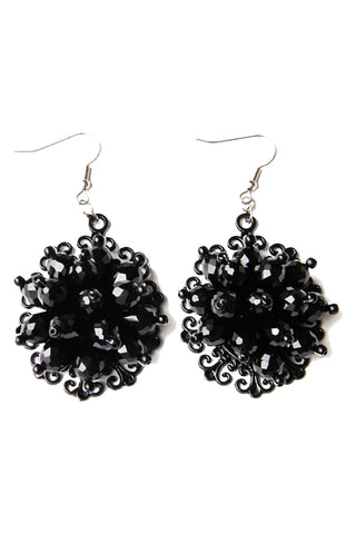 Gothic Metal with Black Beads Earrings