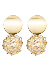 Golden Wireball Dangle Earrings